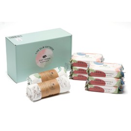 Eco Wave Tiny Tusks The Elm Gift Box, Baby Bamboo Essentials 6 Pack Bamboo Wipes & 2 Bamboo Baby Swaddle Blankets