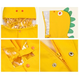 Children's Raincoat, Dinosaur, School Bag, Compatible with School Bags, Boys and Girls, Waterproof Kappa, Kids' Rainwear, Poncho, Rainwear, Cute, Brim Included, Storage Bag, Raincoat, For School