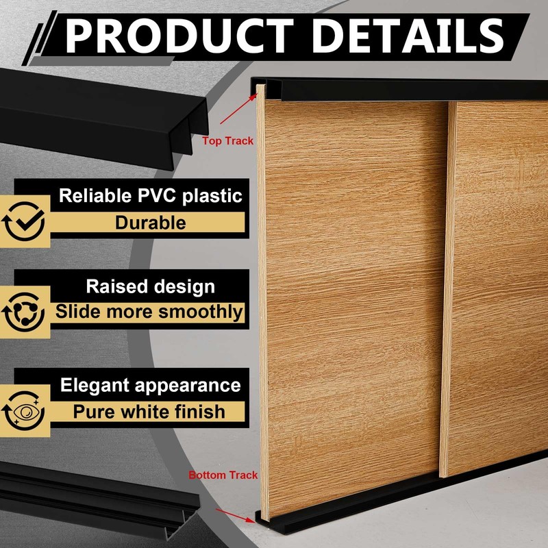 Landical 2 Sets 4 ft Long Plastic Sliding Cabinet Door