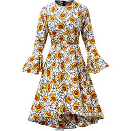 SHENBOLEN Women African Print Dresses Autumn and Winter Long Sleeves Ankara Dress(XXXX-Large,Multicolored)