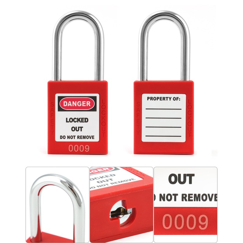 QWORK 4 Set of Red Ball Valve Lockout Device for