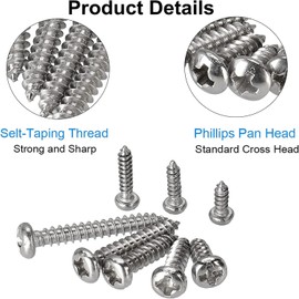 MEZOKUCEL 800Pcs M2 Round Head Self-Tapping Screws,Pan Head Self-Tapping Screws Carbon Steel Cross Countersunk Screws Woodworking Fastener with Storage Box (800Pcs)