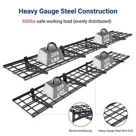 FLEXIMOUNTS 12-inch-by-72-inch Wall Shelf Garage Storage Rack Wall Mounted Floating Shelves,1x6ft,Black, 2-Pack, Classic Series