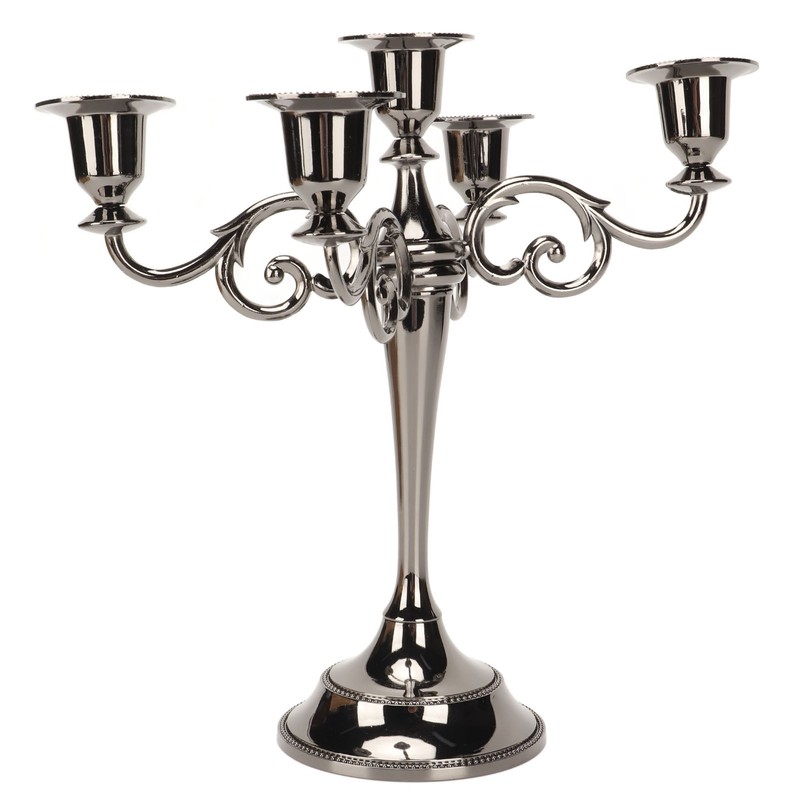Metal Candelabra Black 5 Arms Elegant Colorfast Stable Wide Base