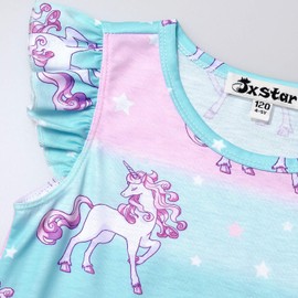 Princess Girls Unicorn Nightgowns Matching American Doll Night Dress Pajamas,Size 8 9