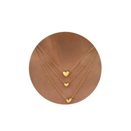 IFKM Layered Gold Choker Necklaces For Women, 14k Gold Plated Pendant Necklace Trendy Dainty Chain Link Necklaces Fashion Jewelry Gift (Heart)