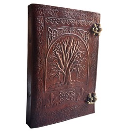 Ring Binder, Leather 3, 2 Ring Binder Tree of Leather Cover Embossed Binder Leather Binder Cover Leather File Folder (13X10 Inches)