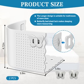 Bed Sheet Holders for Bedding, 4pcs Butterfly Fitted Sheet Clips with Lock Strips, Anti-Slip Bedsheet Grippers for Keep Fitted Sheet in Place, Keep Bedding in Place