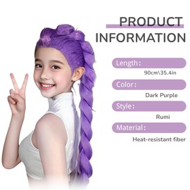 Rumi Wig for Kids，Girls Halloween Cosplay Wig Props Purple
