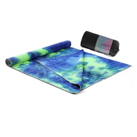 Yoga Towel for Yoga Mat, Non Slip Mat Cover for Hot Yoga, Washable Microfiber Light Weight (Blue-Green)