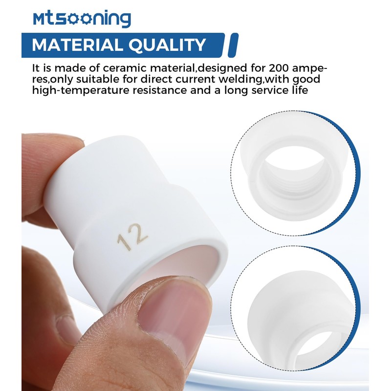 Mtsooning 5 Pack #12 White Ceramic TIG Welding Cups with