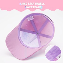 WAWSAM Girls' Baseball Cap Adjustable Kids Snapback Trucker Cap Cotton Girls Baseball Hat Sun Hat, Purple