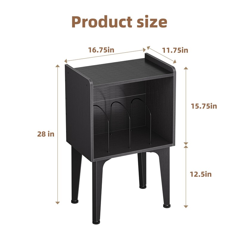 Record Player Stand, Vinyl Record Storage Table, Black