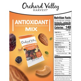 Orchard Valley Harvest Antioxidant Mix, 1 Ounce Bags (Pack of 15), Almonds, Cranberries, Blueberries, Cashews, and Pepitas, Non-GMO, No Artificial Ingredients, Healthy Snacks for Adults