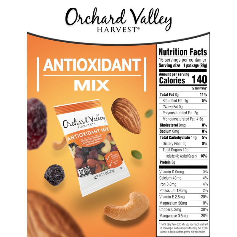 Orchard Valley Harvest Antioxidant Mix, 1 Ounce Bags (Pack of