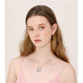 FLYOW I Love You Heart Necklace for Women 925 Sterling Silver CZ Pendant, Best Valentine's Mothers Day Jewelry Gifts (I Love You to the Moon and Back Heart)