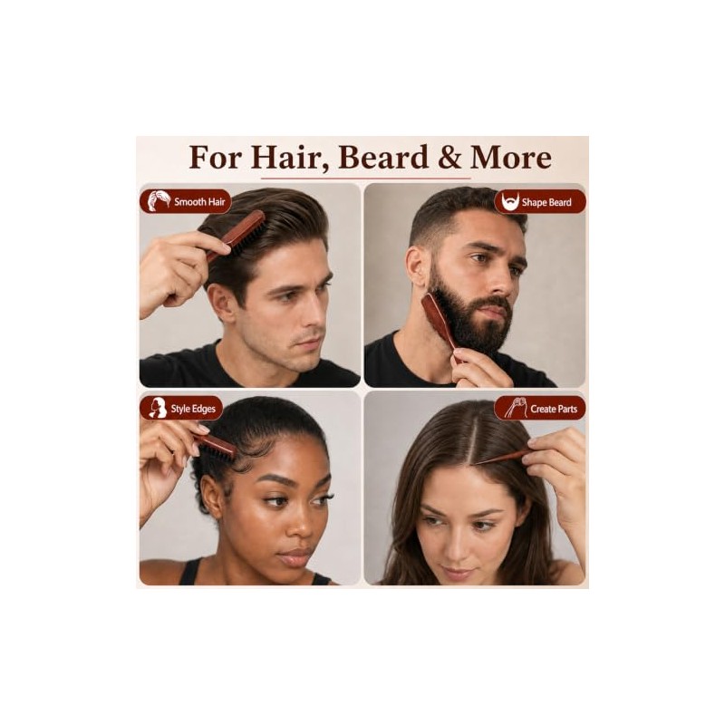 2 Pcs Boar Bristle Hair Brush, Slick Back Hair Brush