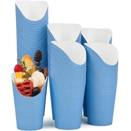 CAMKYDE 100 Pcs French Fries Holder, 12oz Disposable Paper French Fry Cups Blue Charcuterie Cups for all Occasions (12oz, Blue)