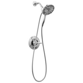 Delta Arvo 14 Series Chrome Shower Faucet Set with In2ition 2-in-1 Dual Shower Head with HandHeld Spray Combo, Valve Trim Kit, Chrome 142840-I (Valve Included)