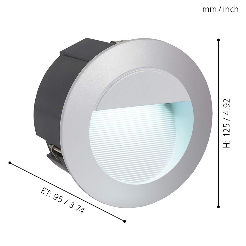 Eglo Zimba LED Recessed Light, Die-Cast Aluminium, 2.5 W, Silver,