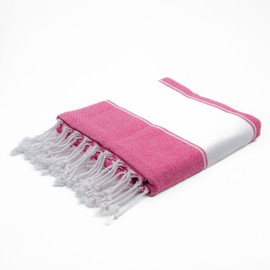 Aspendos Turkish Beach Towel – Lightweight, Quick Dry, Sand Free – 100% Cotton Peshtemal Hammam & Bath Towel – 90x190 cm (35"x75") – Soft & Compact for Spa, Travel, Gym, Yoga, Camp, Picnic (Pink)