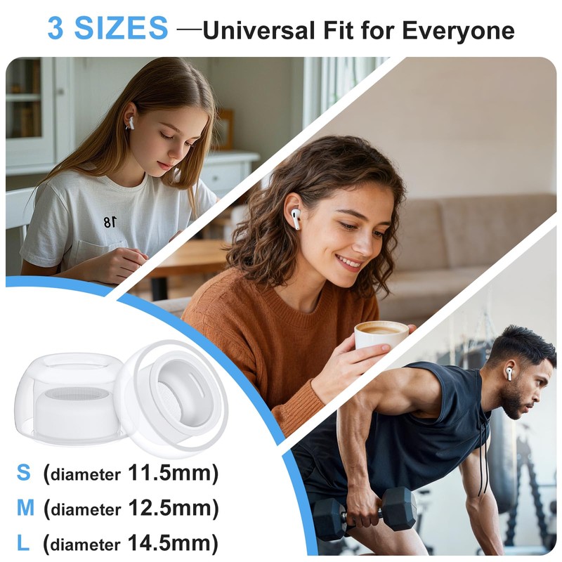 Replacement Ear Tips Compatible with AirPods Pro 3 (3 Pairs,S/M/L,Clear)