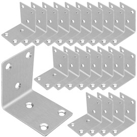 40PCS L Bracket Corner Braces, 304 Stainless Steel Shelf Bracket for Wood, Shelves, Bookshelf Support 90° L Shape Joint Angle Brackets.(Silver,2.6X1.89X0.08IN)