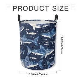 Laundry Basket Whale Shark Collapsible Laundry Hamper with Handles Clothes Storage Bin for Household Bedroom Bathroom College Dorms
