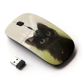 KawaiiMouse [ Optical 2.4G Wireless Mouse ] cute painting kitten cat black pet animal