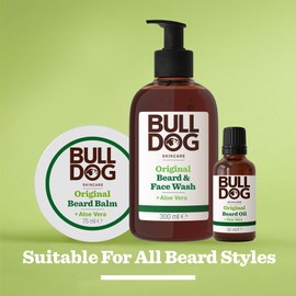 BULLDOG SKINCARE 2-in-1 Original Beard & Face Wash For Men 300 ml, Aloe Vera Enriched, For All Beard Types, Removes Dirt & Oil