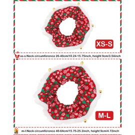 BIPY Dog Christmas Collar Scarf with Bells Loud Sound Adjustable Small Dog Neck Accessories Jingle Bell Cute Green Heart Snowflake Puppy Kitten Cat Xmas Pet Costume (Small)