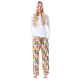 Scooby-Doo Womens' Relp Paw Print Square Icons Sleep Pajama Pants (Medium) Multicolored