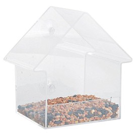 Fallen Fruits Ltd ACRYLIC WINDOW FEEDER HOUSE Bird, Clear
