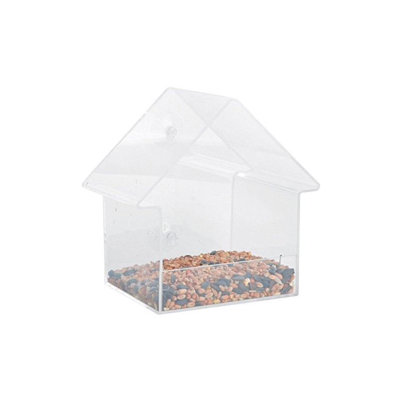 Fallen Fruits Ltd ACRYLIC WINDOW FEEDER HOUSE Bird, Clear