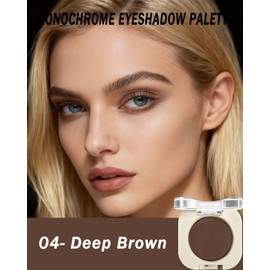Single Nude Eyeshadow Palette Matte Dark Brown,Smooth Velvet Pressed Powder Eye Shadow &Eyebrow,Longwear High Pigment Mini Monochrome Eyeshadow Lightweight Blendable Formula Women Daily Makeup-04