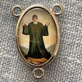 Saint Charbel Medal Rosary Centers |Rosary Making Parts | Silver Tone
