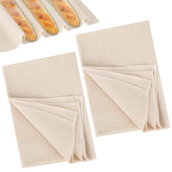 2 PCS Large Bakers Cloth Bread Fermented Cloth 45x75cm Professional Proofing Cloth Linen Bakers Couche Bread Fermented Cloth for Baguette Loaf Dough Preparation and Baking