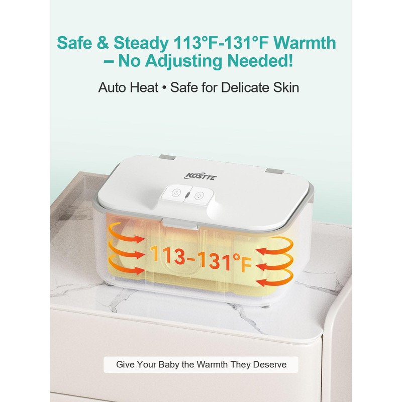 KOSTTE Baby Wipes Warmer, Larger Capacity Wipe Dispenser, Even Heating