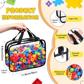 Sanwuta 4 Packs Large Toy Storage Bags Reusable Clear PVC Organizing Case Bags with Two Handles Waterproof Toy Container for Board Games, Building Blocks, Puzzles, Small Toys and Kids Books(Black)