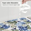 Blue Hydrangea Dish Drying Mat,Flowers Birds Drying Rack Pad Countertop