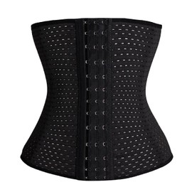 HrGlass Training Best Breathable Mesh Waist Trainer and Comfortable Waist Cincher (Medium, Black)