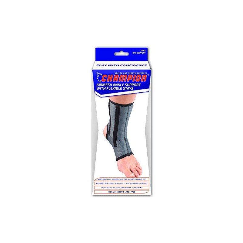 Champion Ankle Brace, Open Heel, Flexible Support Stays, Airmesh Fabric,