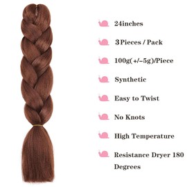 Kanekalon Jumbo Braiding Hair Extensions High Temperature Fiber Crochet Twist Braids 24inch 3pcs/lot (33#)