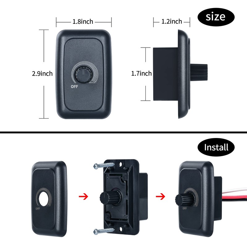 12V Dimmer Switch, Briidea RV 12V 5A 60W Dimmer Switch