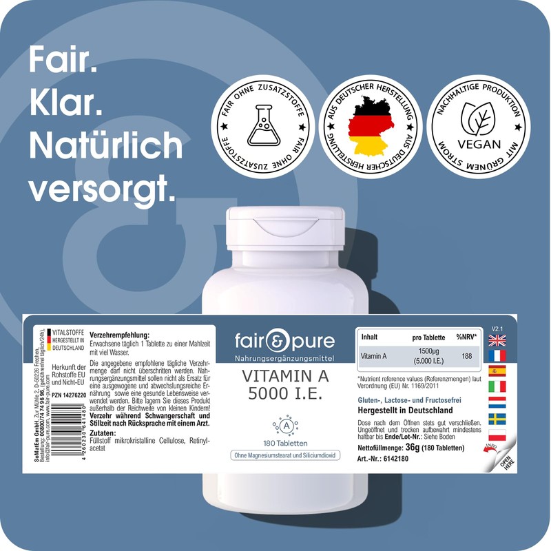 Fair & Pure Vitamin A 5000 IU (1500 μg), 180
