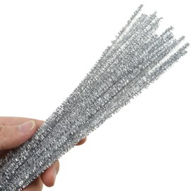 HAHIYO 12inches*6mm Silver 70PCs Pipe Cleaner Craft Chenille Stem Extra Long Chenille Cleaner Pipe Stem Stable&Soft Craft Supplies Set for Creative DIY Arts Craft Project Kids DIY Art Supplies