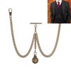 Bronze Colour Double Albert Pocket Watch Chain With Hollow Pendant
