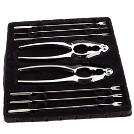 8X Stainless Steel Seafood Crab Lobster Nutcracker Forks Pliers Tool Set