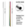 Reusable Boba Smoothie Straw Rainbow Metal Straws Wide Thick Fat
