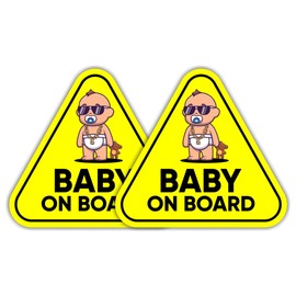 Pack of 2 Baby on Board Sticker for Cars – Vinyl with Lamination, 130mm x 120mm Size – Kids on Board Sign for Car Windows – Baby on Board Sign for Car Safety – Child on Board Sticker